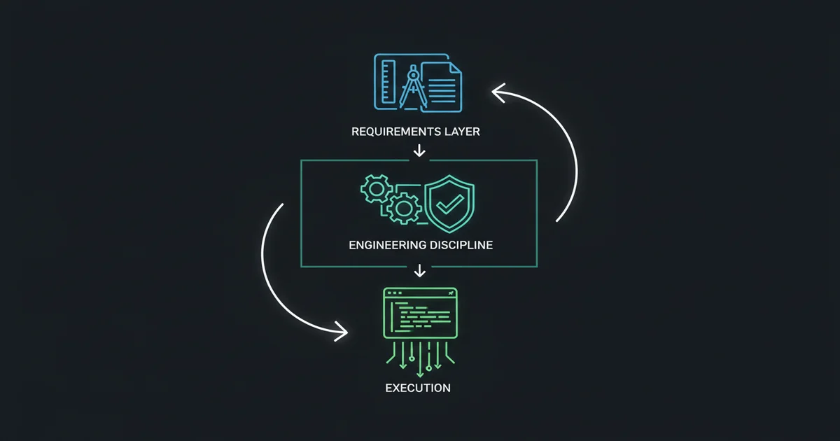 Three-layer architecture: OpenSpec requirements, Superpowers discipline, Claude Code execution