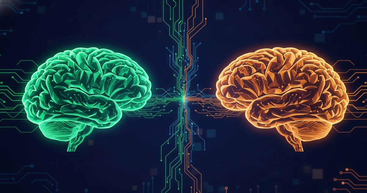 GPT-5.4 and Claude Opus 4.6 comparison illustration showing two AI systems connected by data streams