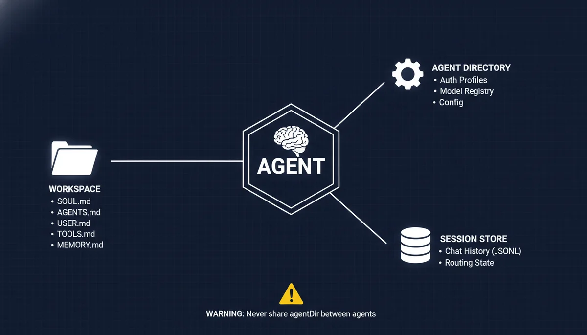 OpenClaw Agent 三要素架构：Workspace、Agent Directory、Session Store