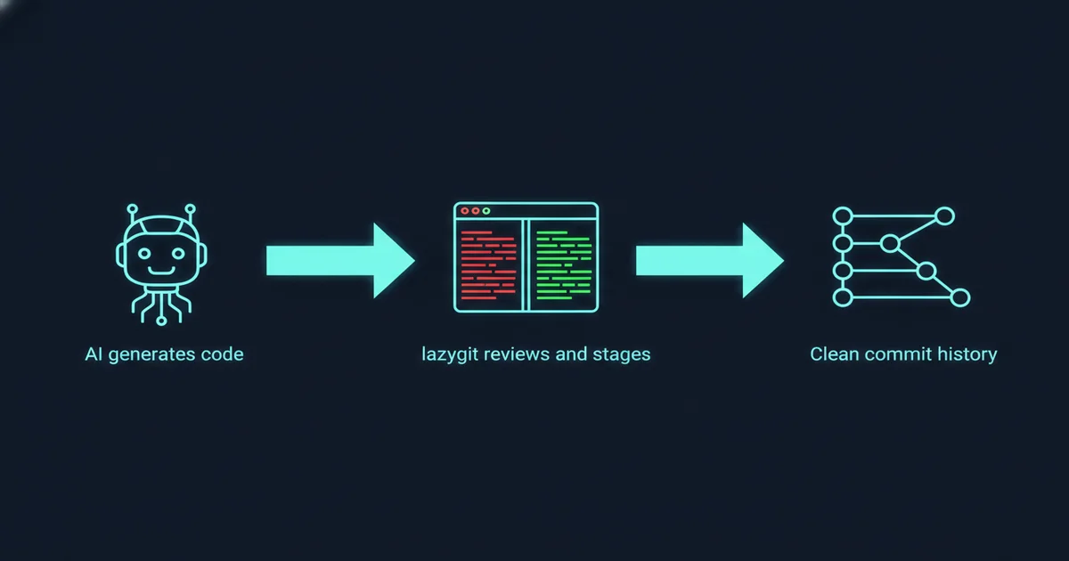 Lazygit in the AI coding workflow: AI generates code, lazygit curates commits