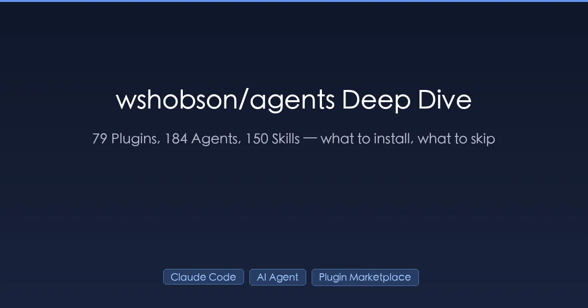 wshobson/agents Claude Code 插件市场全景图：79 个插件、184 个 Agent、150 个 Skill 按 25 个分类组织