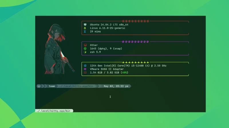 Kitty 终端界面，GPU 加速渲染支持图片显示的快速终端