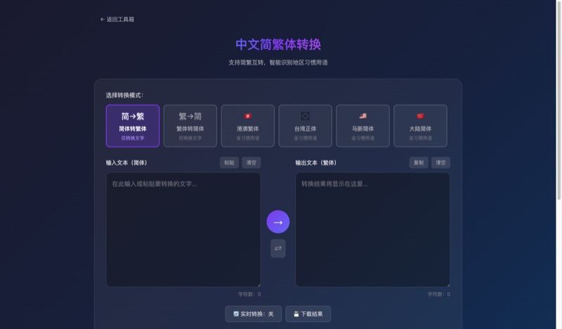 中文简繁体转换截图